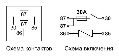 Схема подключения реле 404.3787-03
